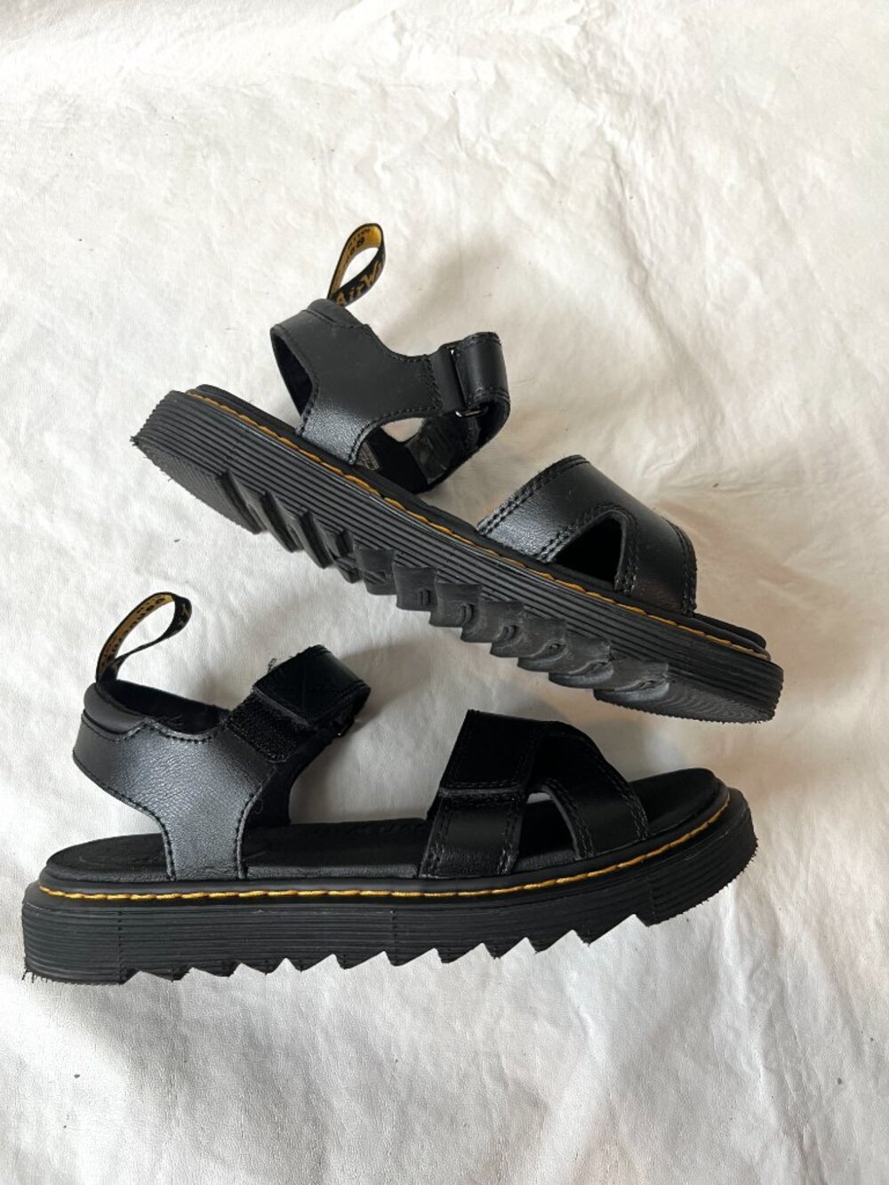Dr Martens sandals Vossie Junior youth 5 black leather ankle strap docs - Picture 7 of 9